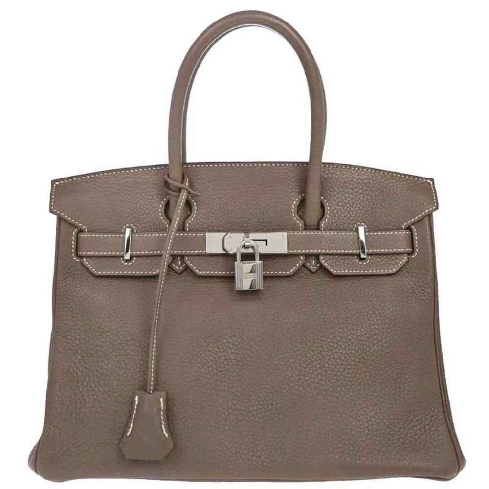 Hermes Birkin Etoupe Taurillon Clémence With Palladium Hardware Gray Calfskin